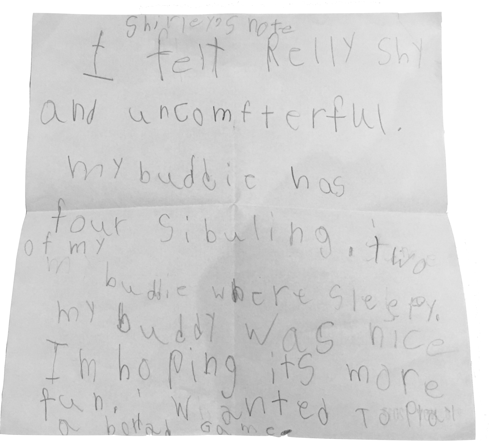handwritten reflections from little buddies